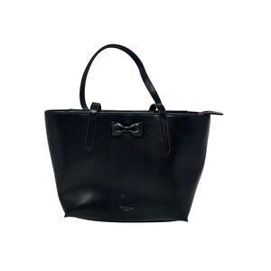 Ted‎ Baker London Black Beanne Leather Bag Bow Tote Zippered Shoulder w/Dust Bag